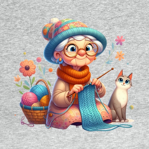 Cute Knitting Granny by Dmytro